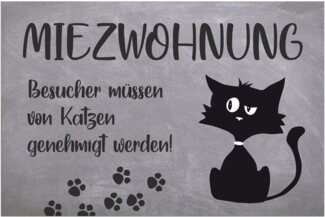 matches21 HOME & HOBBY Fußmatte Türmatte Katze Miezwohnung in 50x70 cm als Fussabtreter, rechteckig, Höhe: 5 mm, Rutschfester Türvorleger für innen als waschbare Schmutzfangmatte