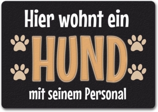 speecheese Fußmatte Fußmatte Hier wohnt ein Hund mit seinem Personal Türmatte