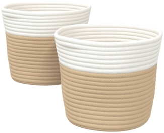 vidaXL Aufbewahrungskörbe 2 Stk. Beige und Weiß Ø24x18 cm Baumwolle 358455