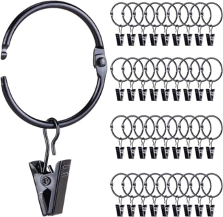 XDeer Gardinenhaken 36 Stück Drapierhaken, aufklappbare mit Clips, 38mm, Innendurchmesser, Ringe Vorhanghaken Clips Stangenaufhänger