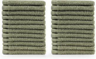 Blumtal Premium Frottier Handtücher Set mit Aufhängschlaufen - Baumwolle Oeko-TEX Zertifiziert, weich, saugstark - 24x Gästehandtücher (30x30 cm), Pastel Green (Grün)