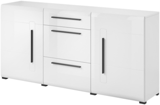 Sideboard "Tulsa" Kommode 180cm MDF weiß Hochglanz 2-türig