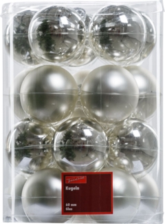 TrendLine Christbaumkugeln 20 Kugeln Ø 6 cm Glas Silber Weihnachtskugeln