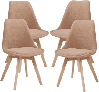 Esszimmerstuhl Fläten 4er Set Bouclé Taupe [en. casa]