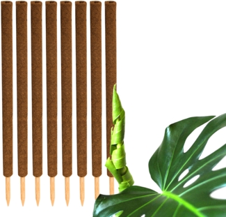 BigDean 8er Set Pflanzstäbe Kokos 110 cm - Monstera Rankhilfe Rankstäbe Stab Moosstäbe Pflanzenstäbe Kokosstäbe für Pflanzen - aus natürlicher Kokosfaser - verlängerbar