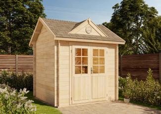 Alpholz Gartenhaus CLOCKHOUSE® Halifax-28 Gartenhaus aus Holz Holzhaus mit 28 mm Wandstärke Blockbohlenhaus mit Montagematerial