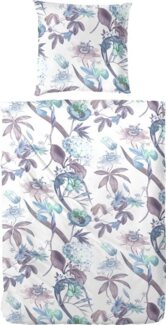 Primera Mako-Satin Bettwäsche 135x200 Blätter Gräser petrol aubergine 243203-36