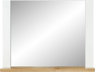 Spiegel vito Materio, Glas, Holzwerkstoff, Weiß, Holzfarben, Verspiegelt, 90 x 70 x 14 cm