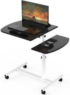 NUODWELL Computertisch Laptoptisch Höhenverstellbar Mit Rollen, Beistelltisch Laptop, Holz