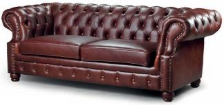 Casa Padrino Luxus Chesterfield Echtleder 2er Sofa Dunkelbraun 167 cm