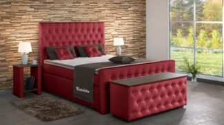 Meisterbetten Boxspringbett Tela 160x200 in KL-Loud Red, Matratzenbezug Nano, Ergoflex-Topper