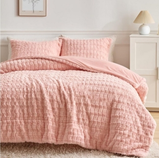 wohnTRAUM24 Bettwäsche Winter Plüsch Bettwäsche,135x200 cm,200x200 cm,Flauschig,Warme Bettbezug, Kunstkaninchenfell Winterbettwäsche Wendebettbezug Kissenbezug 80x80 cm