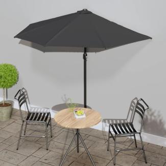 vidaXL Balkon-Sonnenschirm mit Alu-Mast Anthrazit 270x144 cm Halbrund 44589