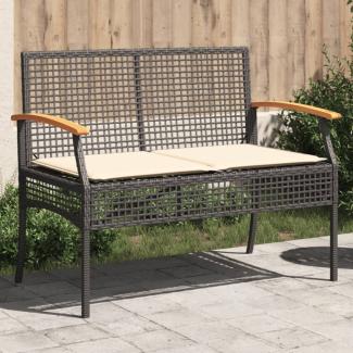 vidaXL Gartenbank mit Kissen Schwarz Poly Rattan Akazienholz 366255