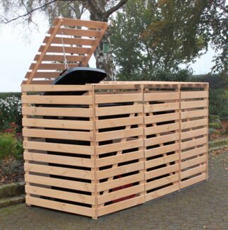 promadino Mülltonnenbox Vario V, für 3x240 l, holzfarben