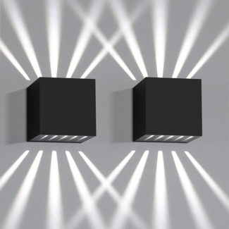 Nettlife LED Wandleuchte Wandleuchte 2 Stück Cube 3000K Kaltweiß Up Down, LED fest integriert, Kaltweiß, für Treppenhaus Flur