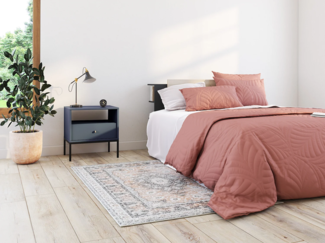 Vente-unique - Nachttisch mit 1 Schublade & 1 Ablage - Blau - BOGDAN