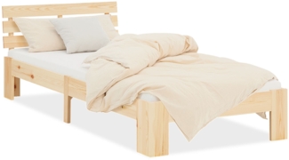Einzelbett Holzbett 90x200 mit Lattenrost Natur Kiefer Bett Bettgestell Massivholz
