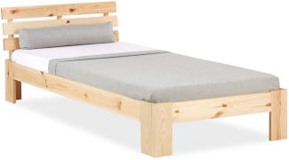 Einzelbett Holzbett 90x200 mit Lattenrost Natur Kiefer Bett Bettgestell Massivholz