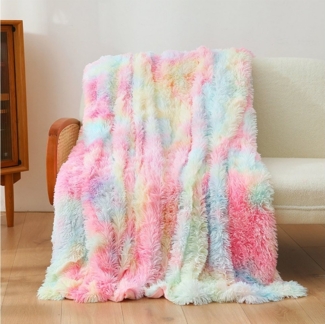 Wohndecke Kuscheldecke, Flauschige Decke, Wendedecke mit Langen Haaren, zggzerg