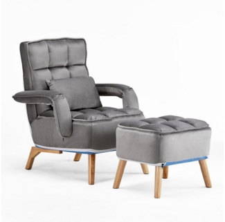 Ofcasa Relaxsessel Loungesessel Polsterstuhl (Relaxsessel mit Hocker), Fernsehsessel aus Samtbezug
