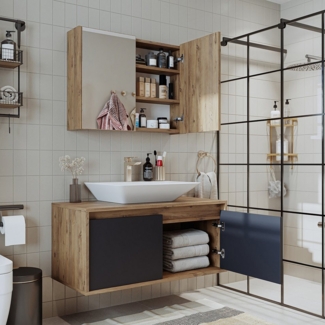 Roomart Badmöbel-Set ATL-3TLG-100, (Badezimmermöbel Set Unterschrank Spiegelschrank)