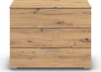 rauch Schubkastenkommode Lowboard Sideboard Schubladenkommode Kommode ASTANA (Breite 80 cm / Höhe 61 cm), mit 3 geräumigen Schubladen, Kantengriff in Alufarben MADE IN GERMANY