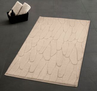 Kleine Wolke Badematte »Tondo«, Höhe 5 mm, rutschhemmend beschichtet, fußbodenheizungsgeeignet, Polyester, rechteckig, Badteppich, Uni Farben, moderens Design, Hoch-Tief Effekt
