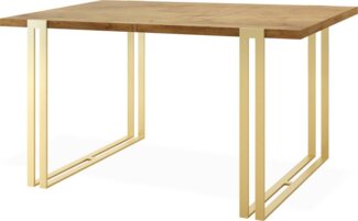 WFL GROUP Esstisch Marco Gold, Glamour Ausziehbar Tisch im Loft-Stil mit Metallbeinen
