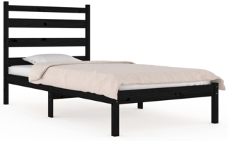 Massivholzbett Schwarz Kiefer 75x190 cm 2FT6 Small Single [3103612]