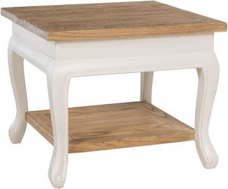 CLP Couchtisch Thordis quadratisch 60 x 60 cm Holz mit 2 Ebenen rustikaler Stil,natura/weiß 60x60 cm