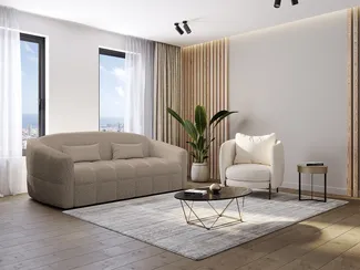 Vente-unique - RETUNA Sofa Stoff Schokoladenbraun - B 208 cm105 cm x H 90 cm x L 200 cm