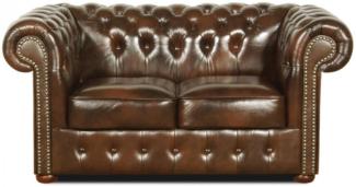 Casa Padrino Echtleder 2er Sofa Dunkelbraun 160x90 x H. 78 cm