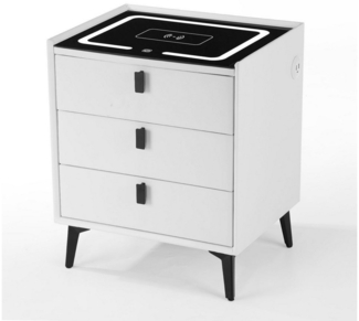 WILGOON Nachttisch Nachttisch mit LED-Beleuchtung, Nachtschrank 3 Farblicht dimmbar (Schlafzimmer Nachttisch, mit 2 Schubladen, Touch-Sensor-Licht, 15W kabellose Ladestation), Nachtschrank mit Schubladen für Schlafzimmer,Wohnzimmer
