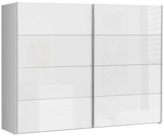 Schwebetürenschrank Sophie 3V weiß Front Hochglanz 270 x 210 x 61 Schrank ohne Kranz, mit Dämpfungsbeschlägen