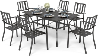 PHI VILLA Gartenmöbel Set 6 Stühle Tisch Wetterfest Gartengarnitur 6 Personen