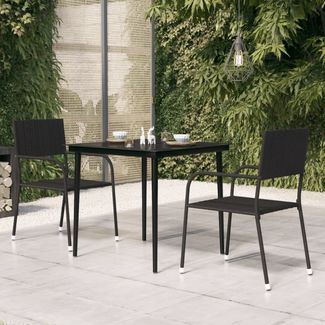 vidaXL Garten-Esstisch Schwarz 80x80x74 cm Stahl und Glas 318749
