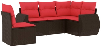 vidaXL 5-teiliges Gartensofa-Set mit Kissen, braun, Polyrattan 3221373
