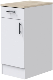 Dmora Schrank 1 Tür mit Schublade Orvia, Mischaufbewahrungsmodul, Küchenschrank mit Tür und Schublade, Multifunktionsmodul, 40x60 h90 cm, Weiß und Eiche