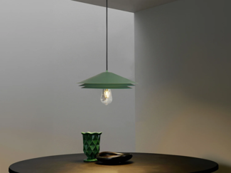 Vente-unique - Deckenleuchte aus Metall - D 35 x H 161 cm - Grün - KIRUNA