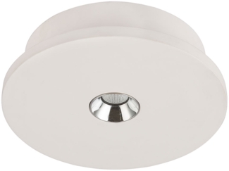 LED Deckenleuchte, Gips weiß, Chrom, D 16 cm
