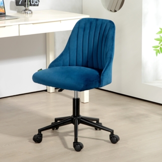 Bürostuhl Drehstuhl ergonomisch Jakobsmuschel Form höhenverstellbar Gaslift 120kg Homeoffice,Blau
