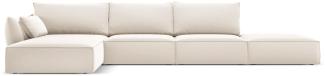 Micadoni 5-Sitzer Samtstoff Ecke links Sofa Kaelle | Bezug Light Beige | Beinfarbe Black Plastic