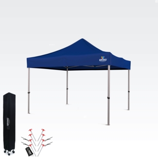 Gartenpavillon Faltbar 3x3m | Premium UV/PVC Schutz | Robuste Konstruktion BRIMO | Schnelles Zusammenklappen ohne Werkzeug - ohne Wände - Blau