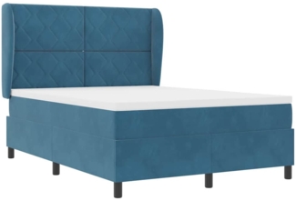 vidaXL Boxspringbett mit Matratze Dunkelblau 140 x 190 cm Samt 3340980