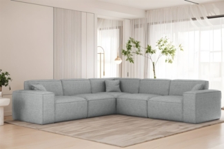 Ecksofa Designersofa CELES PREMIUM in Stoff Artico Hellgrau Seite Universal
