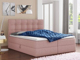 Boxspringbett Best mit 2 Bettkästen, Doppelbett mit Bonell-Matratze und Topper, Polsterbett, Bett (Pink (Inari 52), 160 x 200 cm)