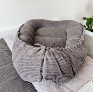 LittleANTunique Bettnestchen Nestchen Cord Grau, Handgefertigt in Hamburg,100% Baumwolle, Babynestchen