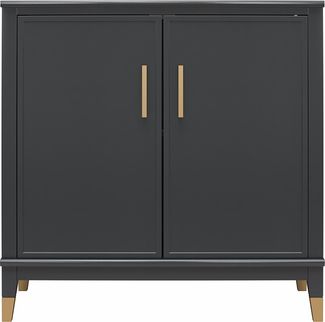 Kommode >Bendik< 2 Türen, 1 Boden, in Schwarz, MDF - 84x84x40cm (BxHxT)