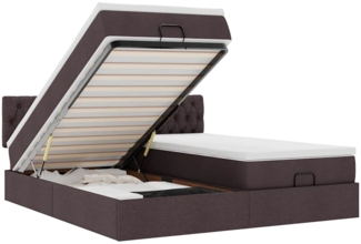 vidaXL Ottoman-Bett mit Matratzen & LEDs Dunkelbraun 200x200 cm Stoff 3312874